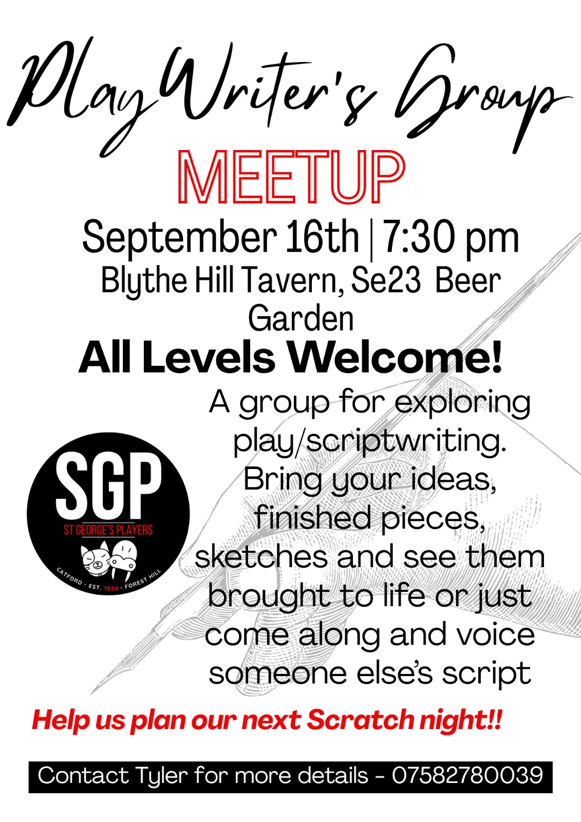 PlayWriter's Group Meetup Flyer